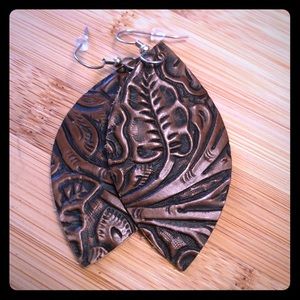 New handmade leather earrings- brown